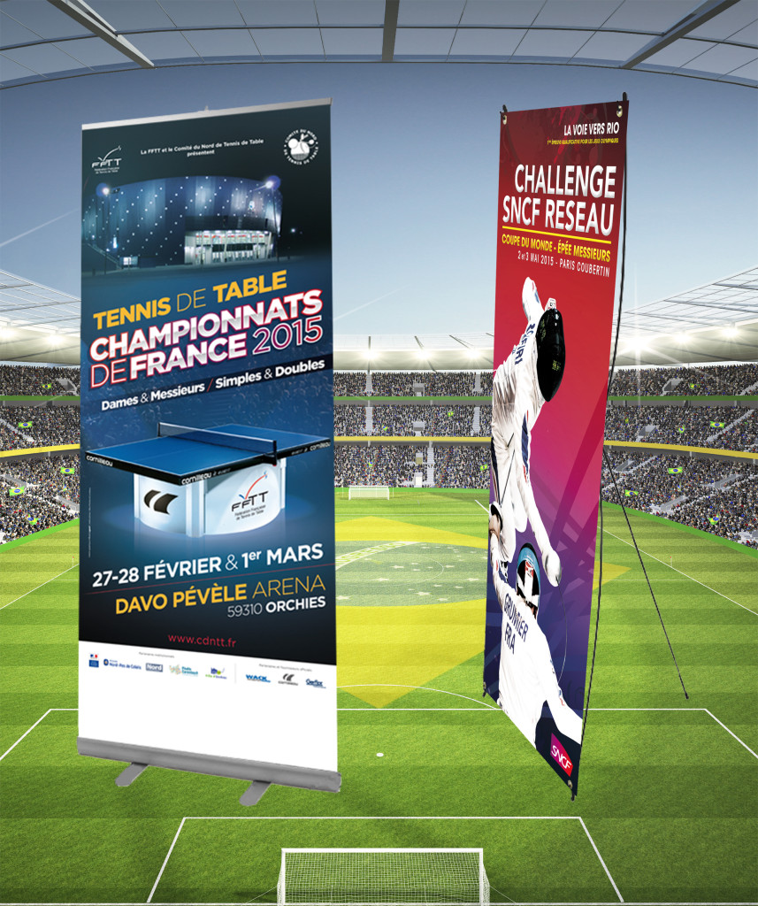 Réalisation de Roll-up et de X-banner pour les championnats de France de Tennis de table 2015.